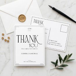 Modern Typography Minimalistic Wedding Thank You  Postcard