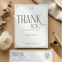 Modern Typography Minimalistic Wedding Thank You  Postcard