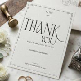 Modern Typography Minimalistic Wedding Thank You Postcard