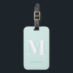 Modern Typography Mint Turquoise Monogram Initial Luggage Tag<br><div class="desc">Modern Typography Mint Turquoise Monogram Initial luggage tag for your next vacation - with your letter and name of choice. All colours can be changed if you like.</div>