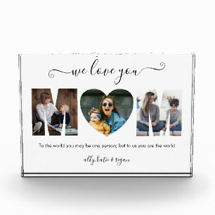 Modern Typography MOM 3 Photo Collage Gift For Mum