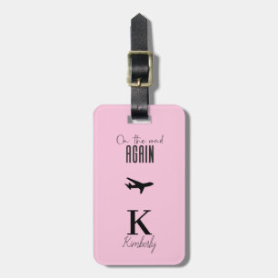 Modern typography monogram and name personalised luggage tag