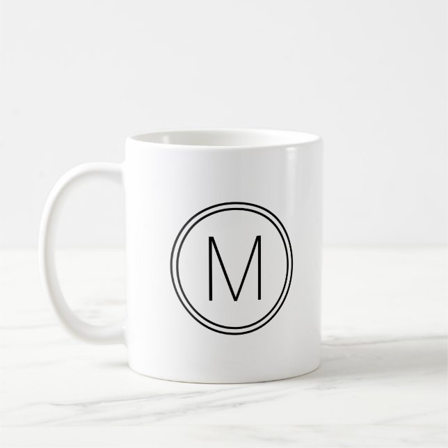 Modern Typography Monogram Black and White Coffee Mug (Left)