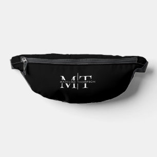 Modern Typography Monogram Black Bum Bags