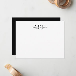 Modern Typography Monogram Black White Card