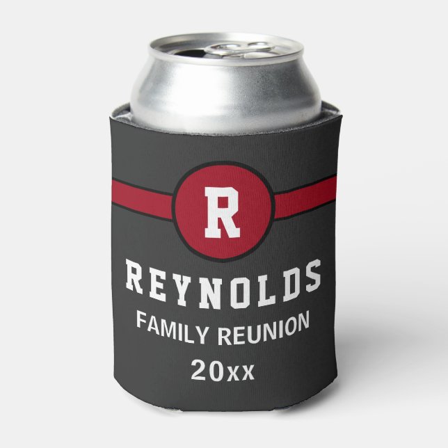 Modern Typography Monogram Family Reunion Can Cool Cooler (Can Front)