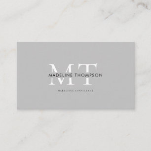 Modern Typography Monogram Light Grey QR code Business Card