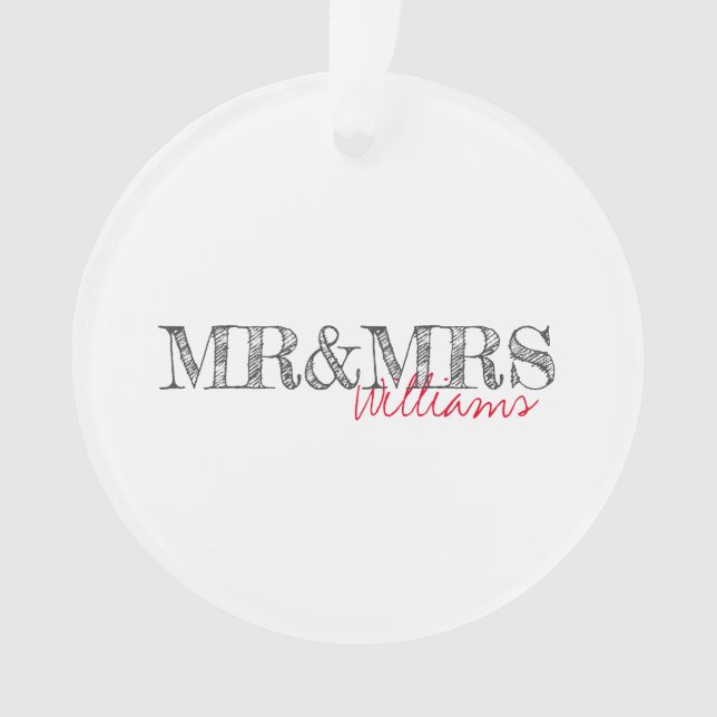 Modern Typography Mr&Mrs Name Wedding Date  Ornament (Front)