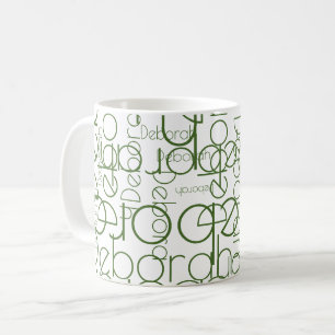 Modern Typography Mug with Green Names