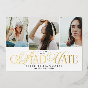 Modern Typography Multi Photo Elegant Graduation