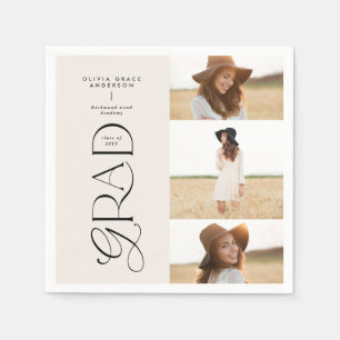 Modern typography multi photo graduate welcome napkin