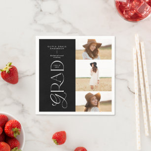 Modern typography multi photo graduate welcome napkin