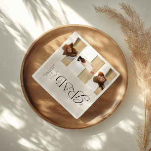 Modern typography multi photo graduate welcome napkin