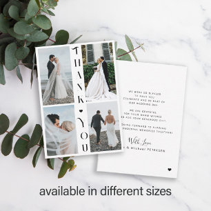 Modern typography multi photo wedding thank you card