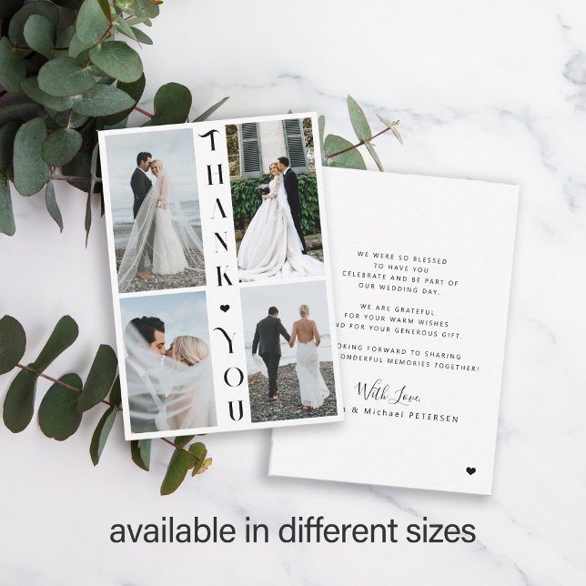 Modern typography multi photo wedding thank you card (This is a MINI CARD. You can select bigger sizes)
