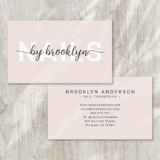 Modern Typography Nail Artist Business Card