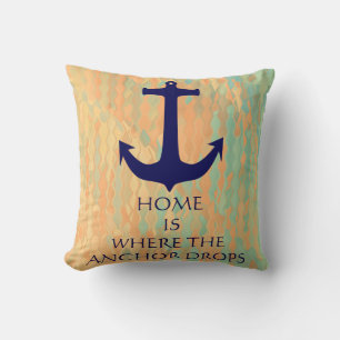 Modern Typography Nautical Themed Anchor Cushion