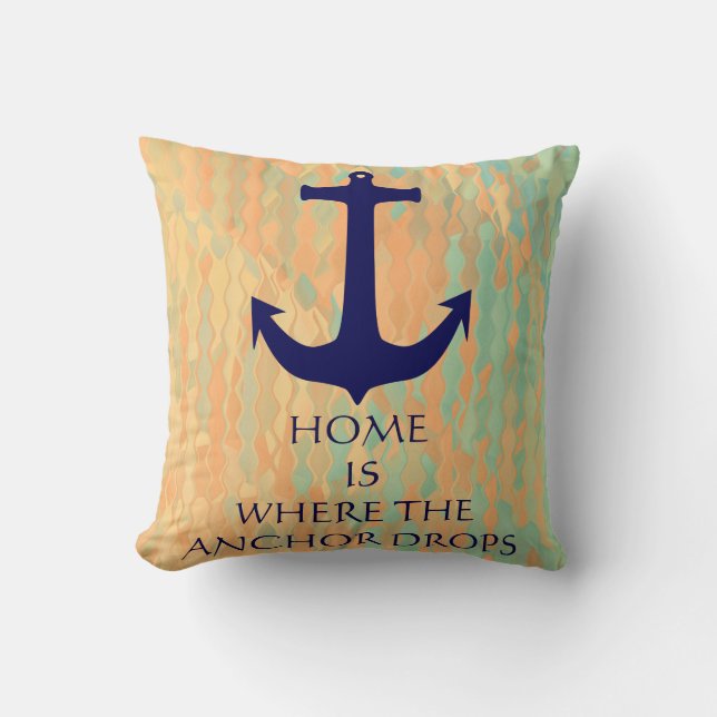 Modern Typography Nautical Themed Anchor Cushion (Front)