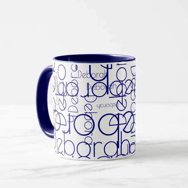 Modern Typography Navy Blue Name Mug (Front Left)