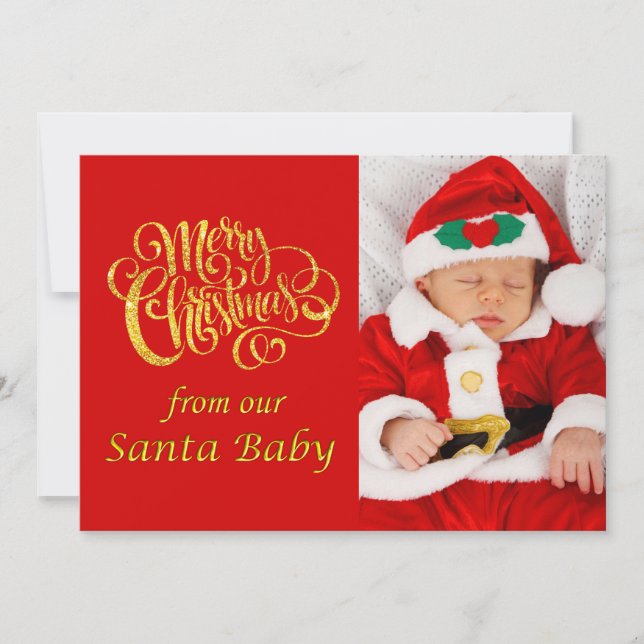 Modern Typography New Baby Christmas Holiday Photo (Front)