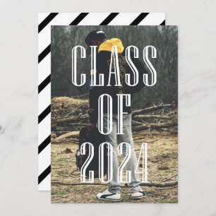 Modern Typography Overlay Class of 2024 Graduation Invitation