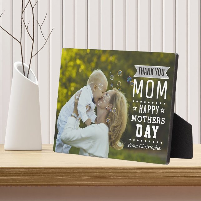 Modern Typography Overlay Happy Mother's Day Photo Plaque (Creator Uploaded)