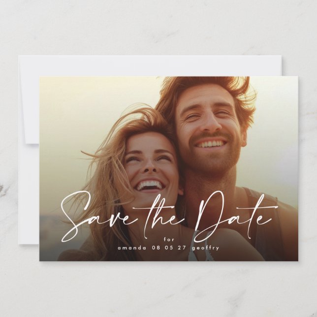 Modern Typography Overlay Photo Save The Date (Front)
