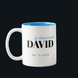 Modern Typography Personalised Groomsmen Mug<br><div class="desc">Elegant modern minimalist typography groomsmen and personalised name in black and blue,  simple and unique. Great groomsmen gifts for Bachelor Party. 
Customise the mug and text colour with your choice.</div>