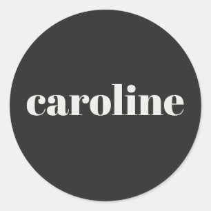 Modern Typography Personalised Name Black White Classic Round Sticker