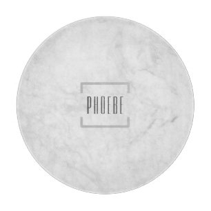 Modern Typography Personalised Name Grey Marble Cutting Board