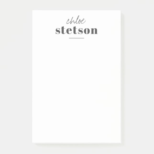 Modern Typography Personalised Name Post-it Notes (Front)