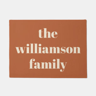 Modern Typography Personalised Name   Rust  Doormat