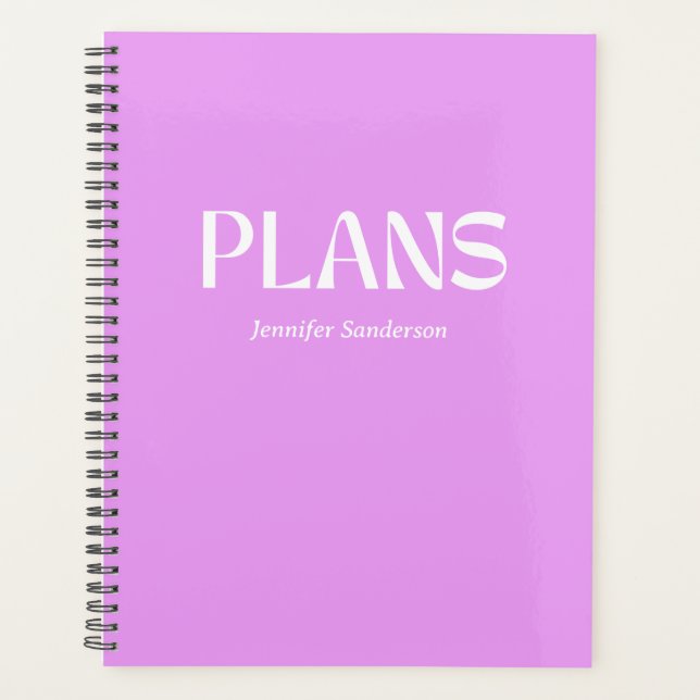 Modern Typography Personalised Purple Planner (Front)
