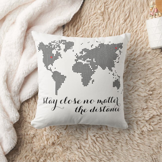 Modern typography personalised quote world map  cushion (Blanket)
