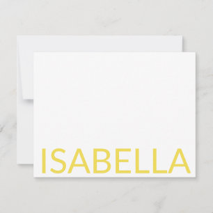 Modern Typography Personalised Yellow Name Card
