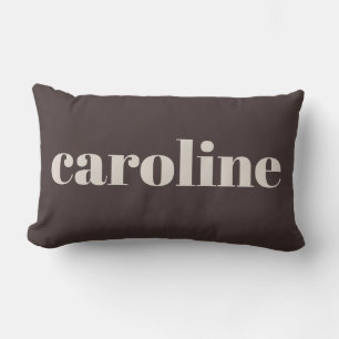 Modern Typography Personalized Name Earthy Brown Lumbar Cushion