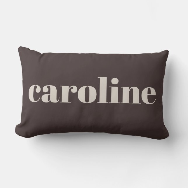 Modern Typography Personalized Name Earthy Brown Lumbar Cushion (Front)