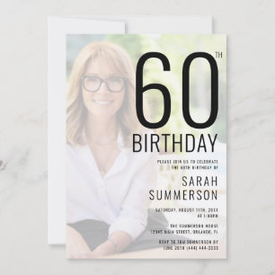 Modern Typography Photo 60th Birthday Party Invitation