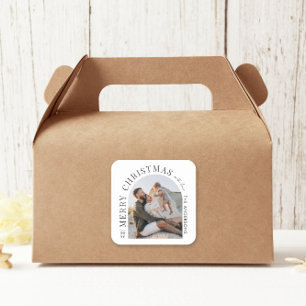 Modern typography photo arch Christmas Square Sticker