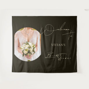 Modern Typography Photo Bridal Shower Welcome Tapestry