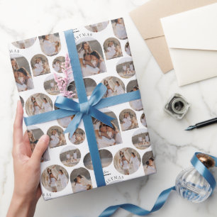 Modern typography photo collage Christmas Wrapping Paper