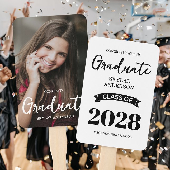 Modern Typography Photo Graduation Hand Fan (Creator Uploaded)