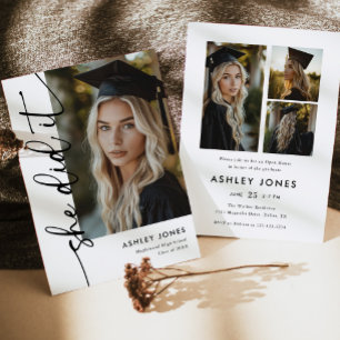 Modern Typography Photo Graduation Invitation