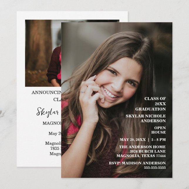 Modern Typography Photo Graduation Invitation (Front/Back)