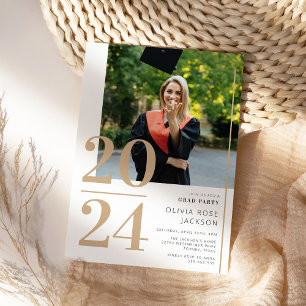 Modern Typography Photo Graduation Party Invitation