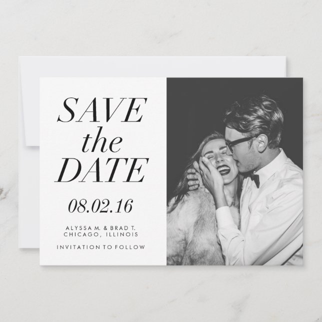 Modern Typography Photo Save the Date (Front)