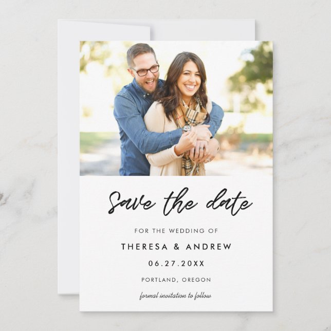 Modern typography photo save the date (Front)
