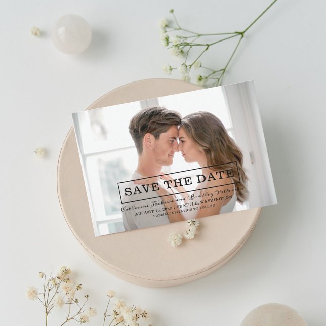 Modern Typography Photo Save the Date | Black (Creator Uploaded)