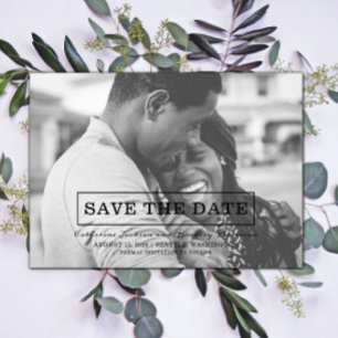 Modern Typography Photo Save the Date Black