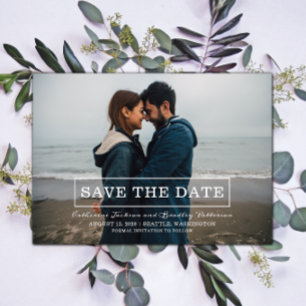 Modern Typography Photo Save the Date White